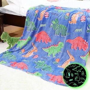Source Unknown Blue Dinosaur Blanket